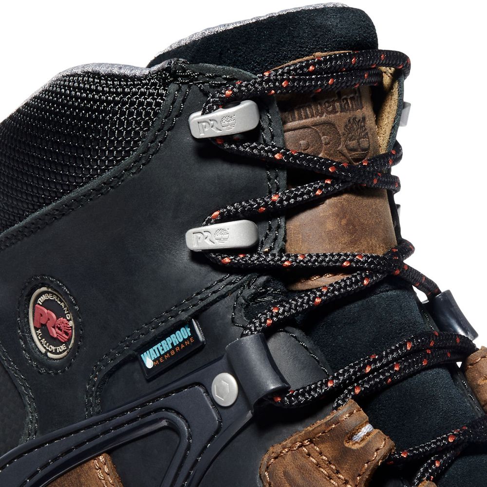 Timberland Μποτακια Εργασίας Ανδρικα Μαυρα/Καφε - Pro® Hyperion 6\" Alloy Toe - Greece 8256073-ZP